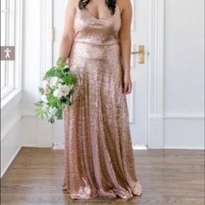 Revelry Hazel Sequin Matte Rose Gold Dress